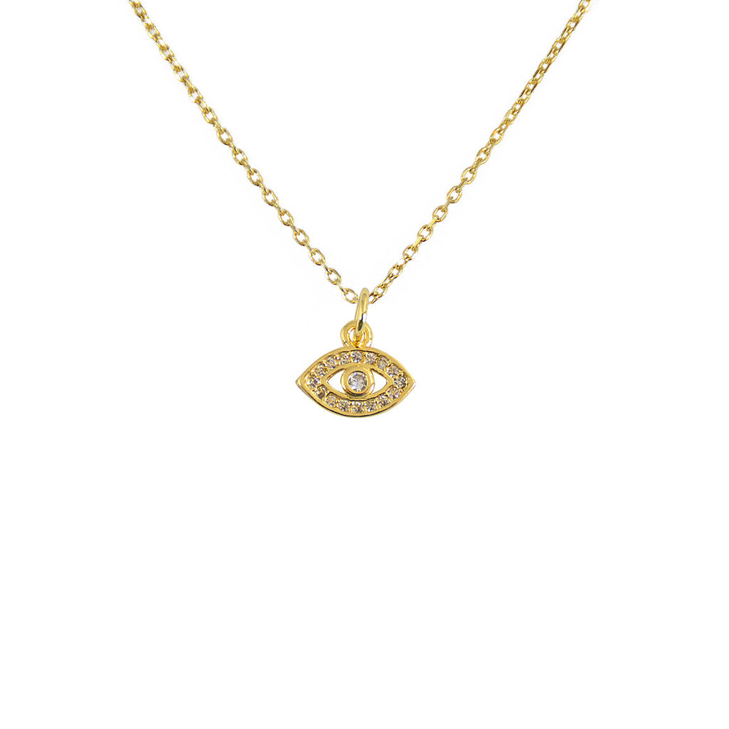 Collier petit oeil doré et zircons blancs