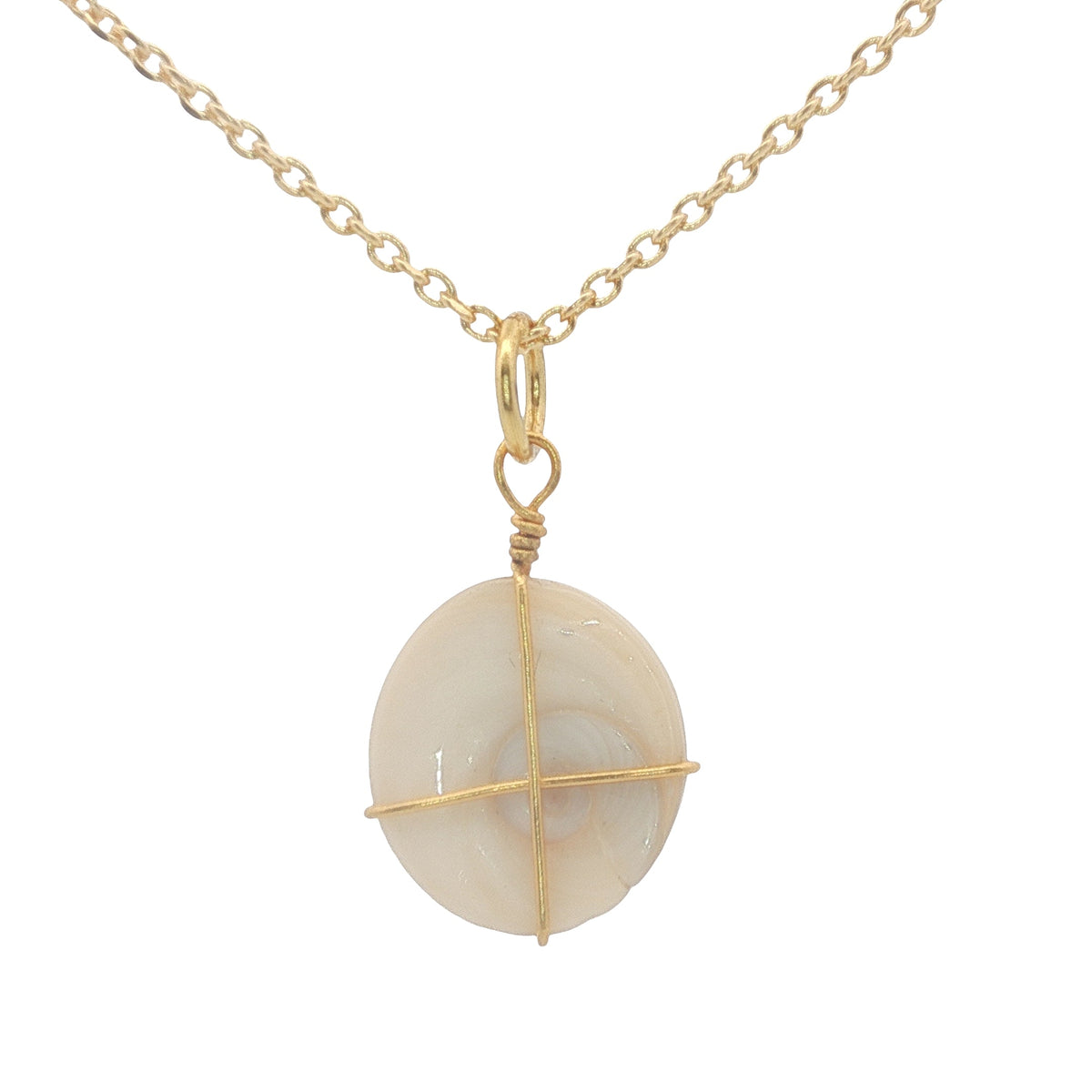 Collier doré petit oeil de Sainte Lucie avec fil doré 42 cm