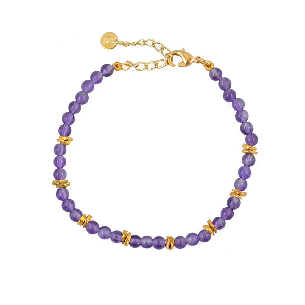 Bracelet doré pierres naturelles et disques dorés - AGATE