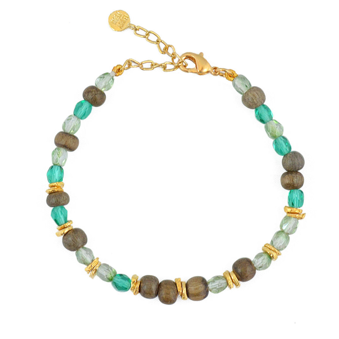 Bracelet doré pierres naturelles et disques dorés - AGATE
