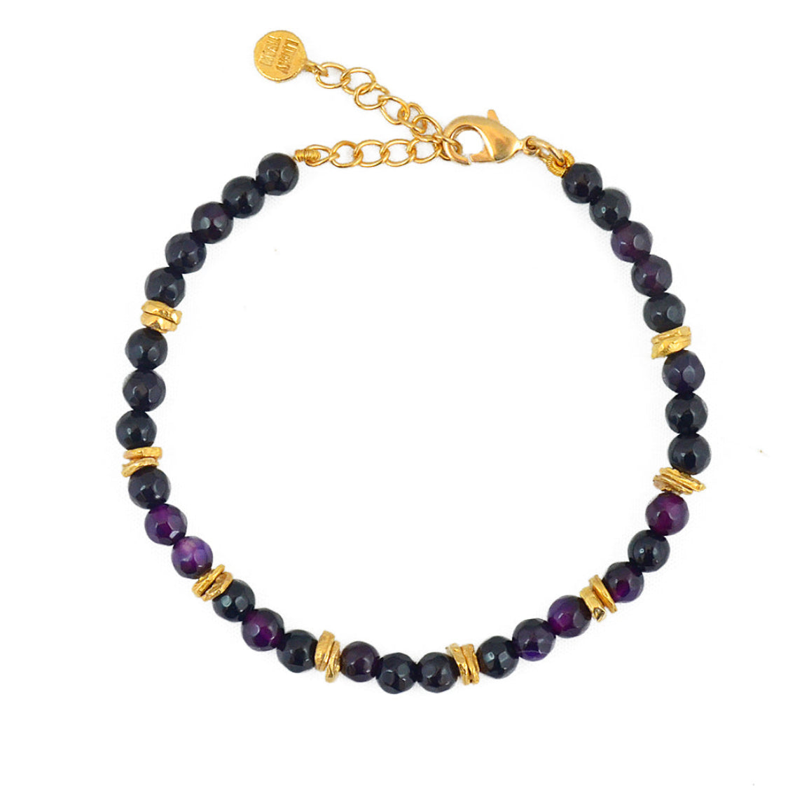 Bracelet doré pierres naturelles et disques dorés - AGATE