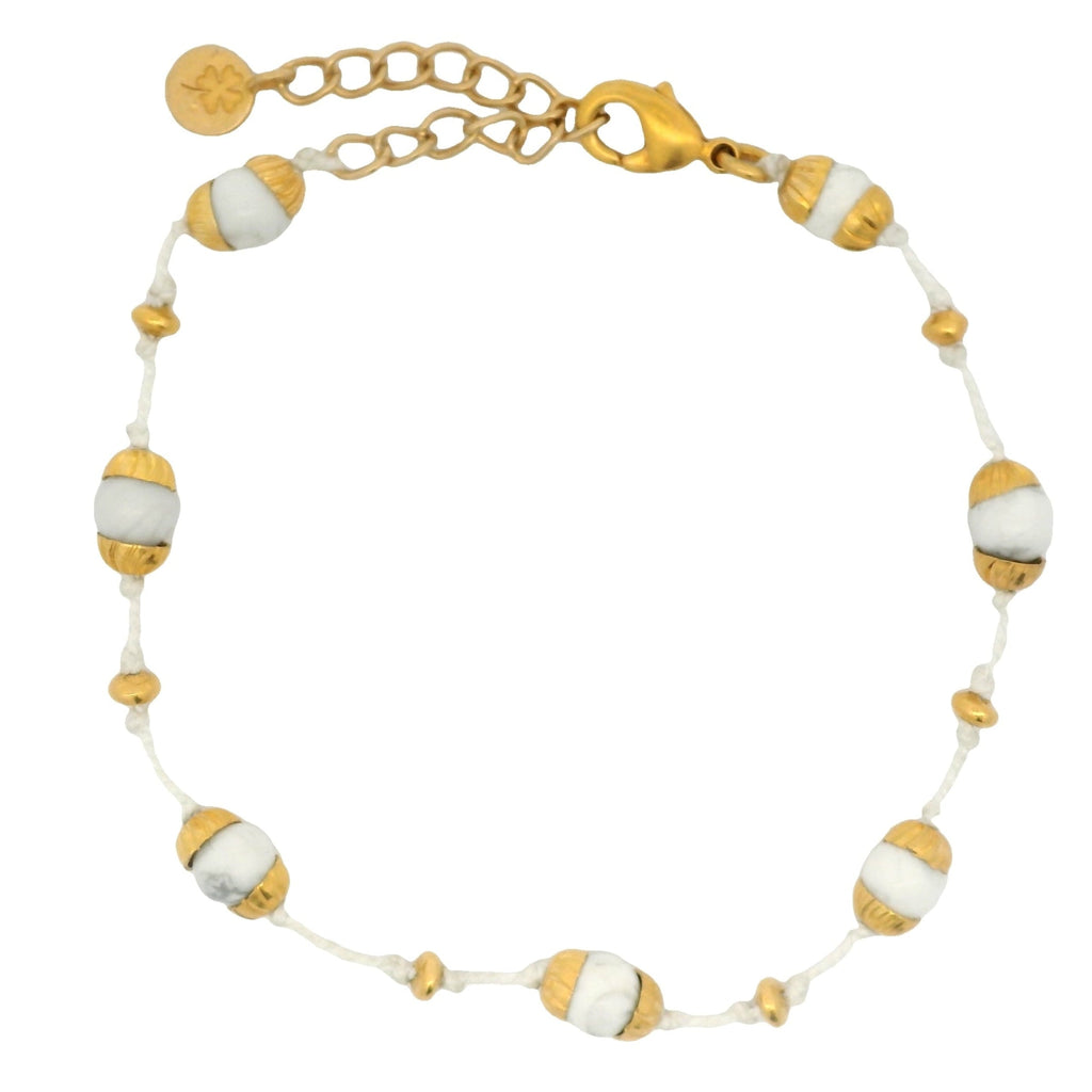 Bracelet doré fil coupole Howlite