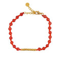 Bracelet pierres facettées et disques dorées - AGATE ROUGE