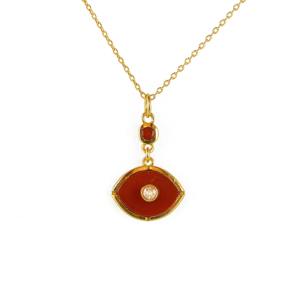 Collier doré oeil pierre et zircons - ONYX ROUGE