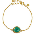 Bracelet doré pierre serti 4 griffes et zircons - ONYX VERTE