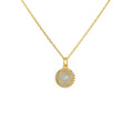 Collier doré pendentif rond pierre et zircons - PIERRE DE