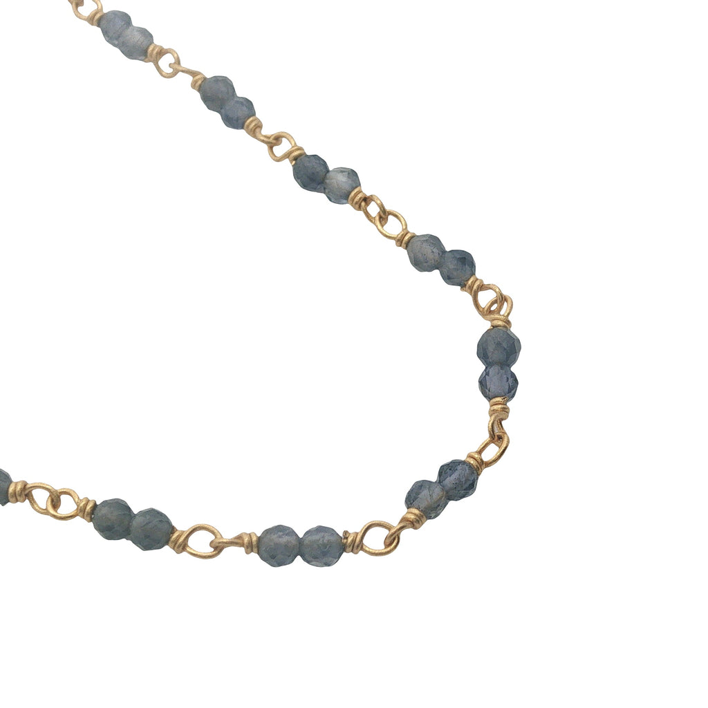 Collier doré avec duo iolite 50 cm