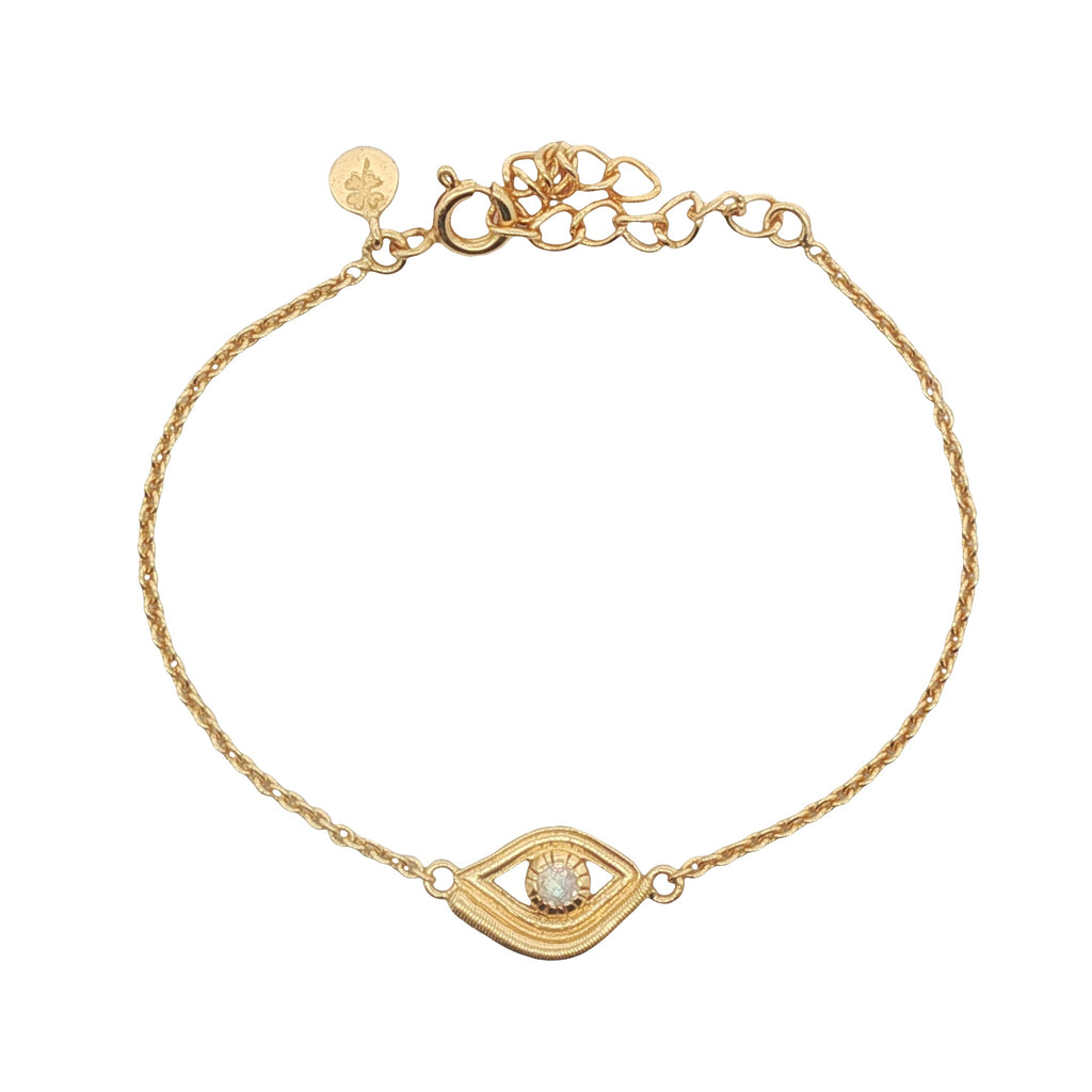 Bracelet doré oeil avec pierre de lune
