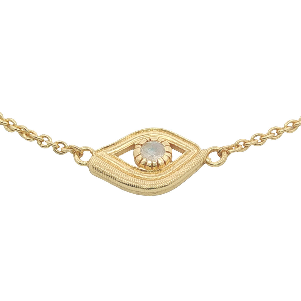 Bracelet doré oeil avec pierre de lune