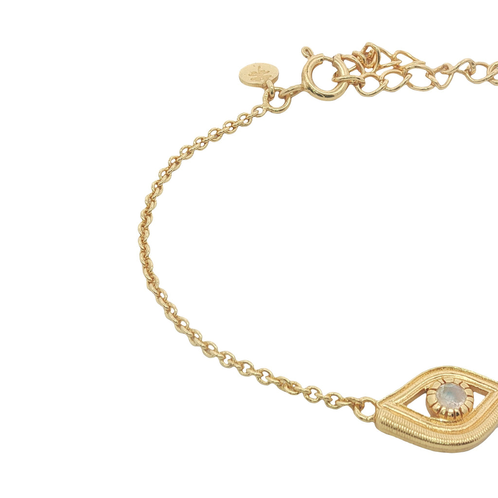 Bracelet doré oeil avec pierre de lune
