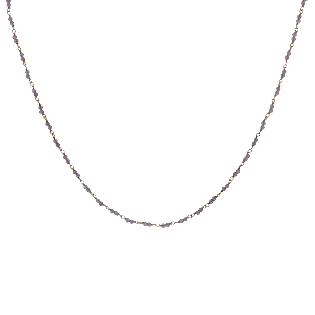 Collier doré avec duo améthyste 50 cm
