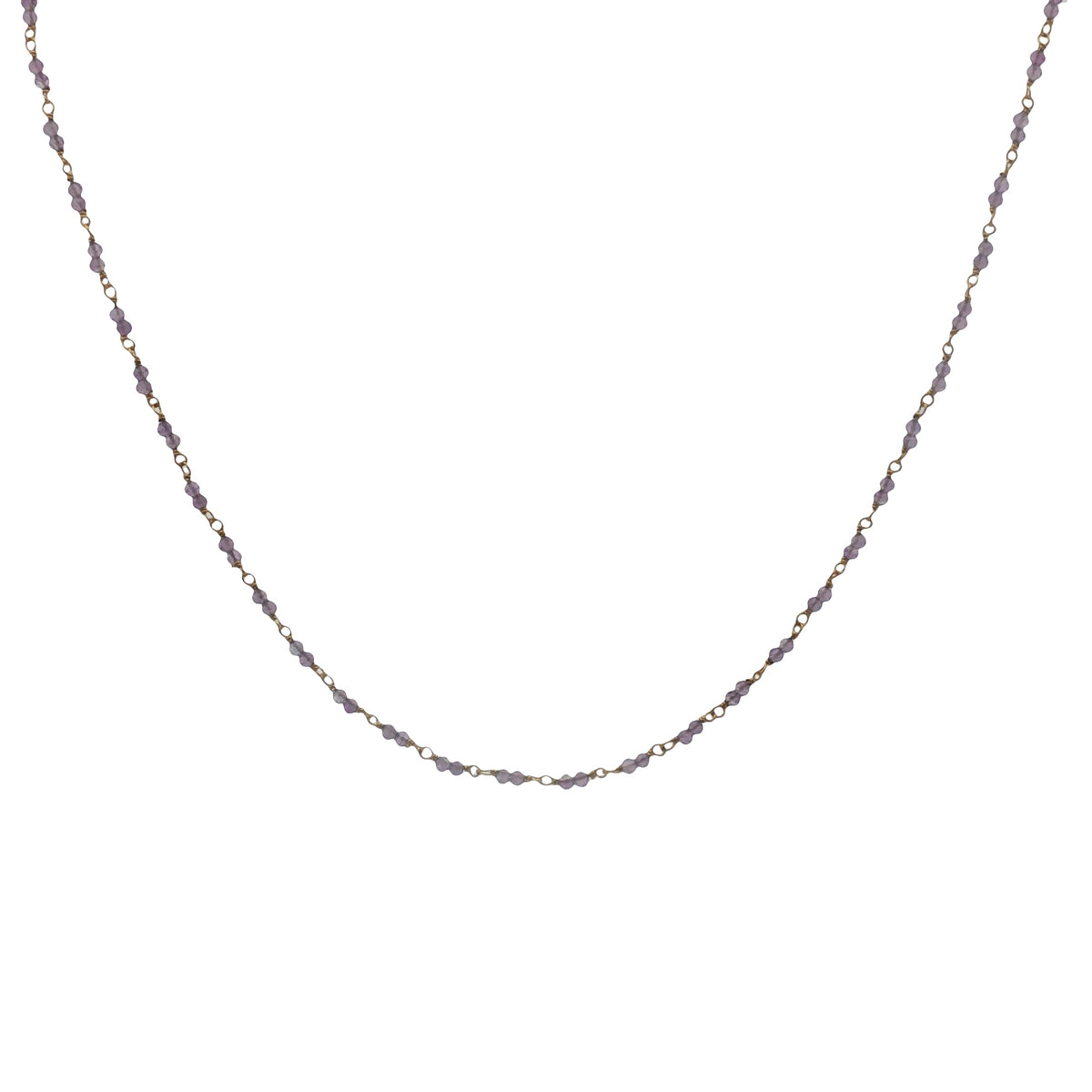 Collier doré avec duo améthyste 50 cm