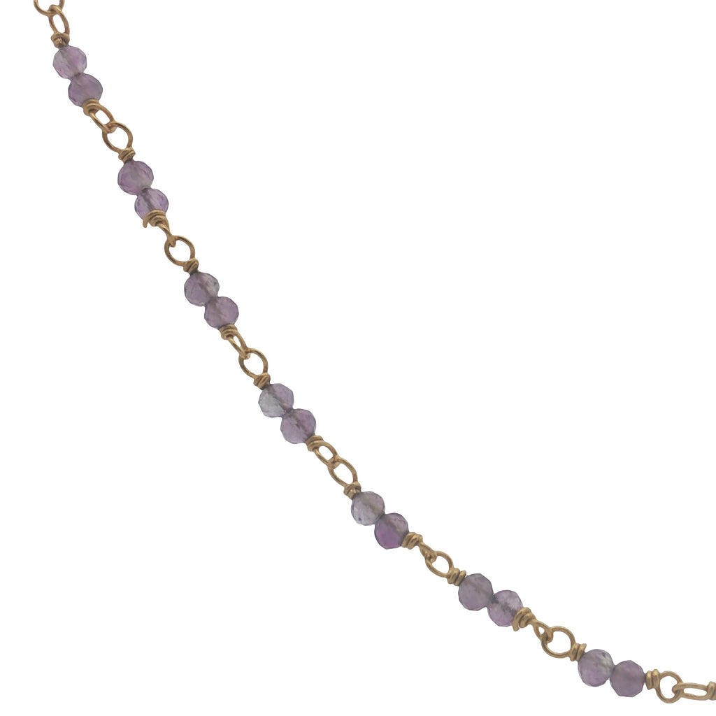Collier doré avec duo améthyste 50 cm