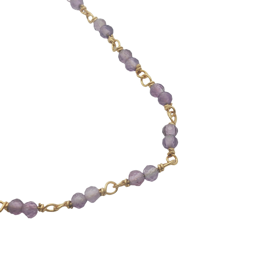 Collier doré avec duo améthyste 50 cm