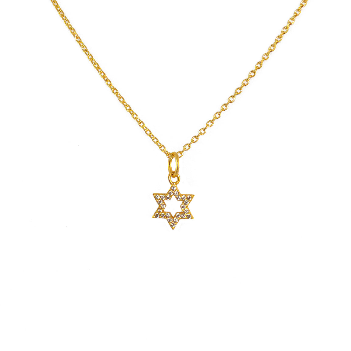 Collier doré petite étoile de David en zircons 42 cm