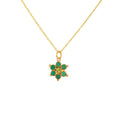 Collier doré et fleur en pierre naturelle - ONYX VERTE