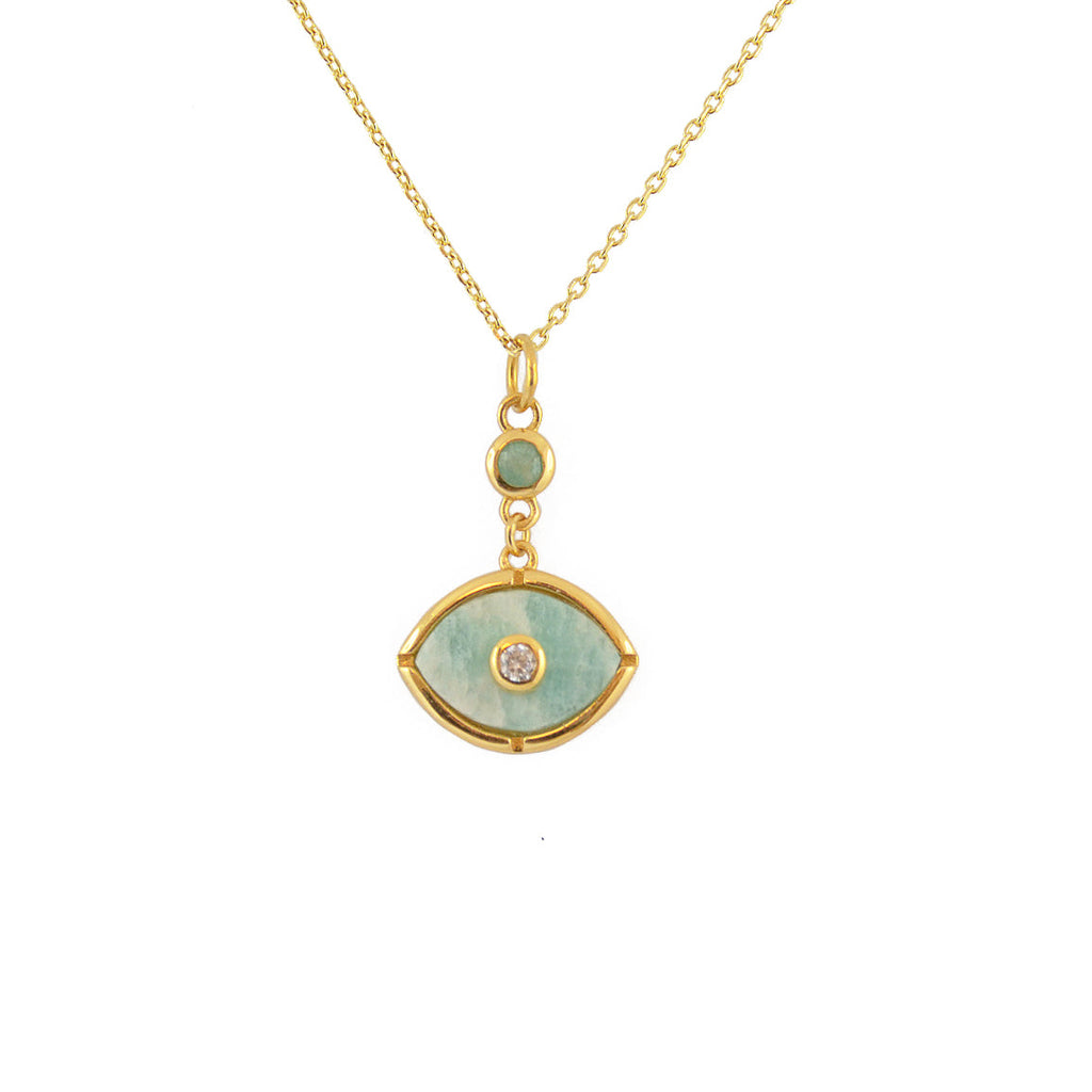 Collier doré oeil pierre et zircons