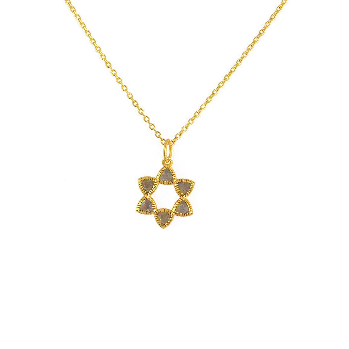 Collier doré étoile de David et pierre - LABRADORITE