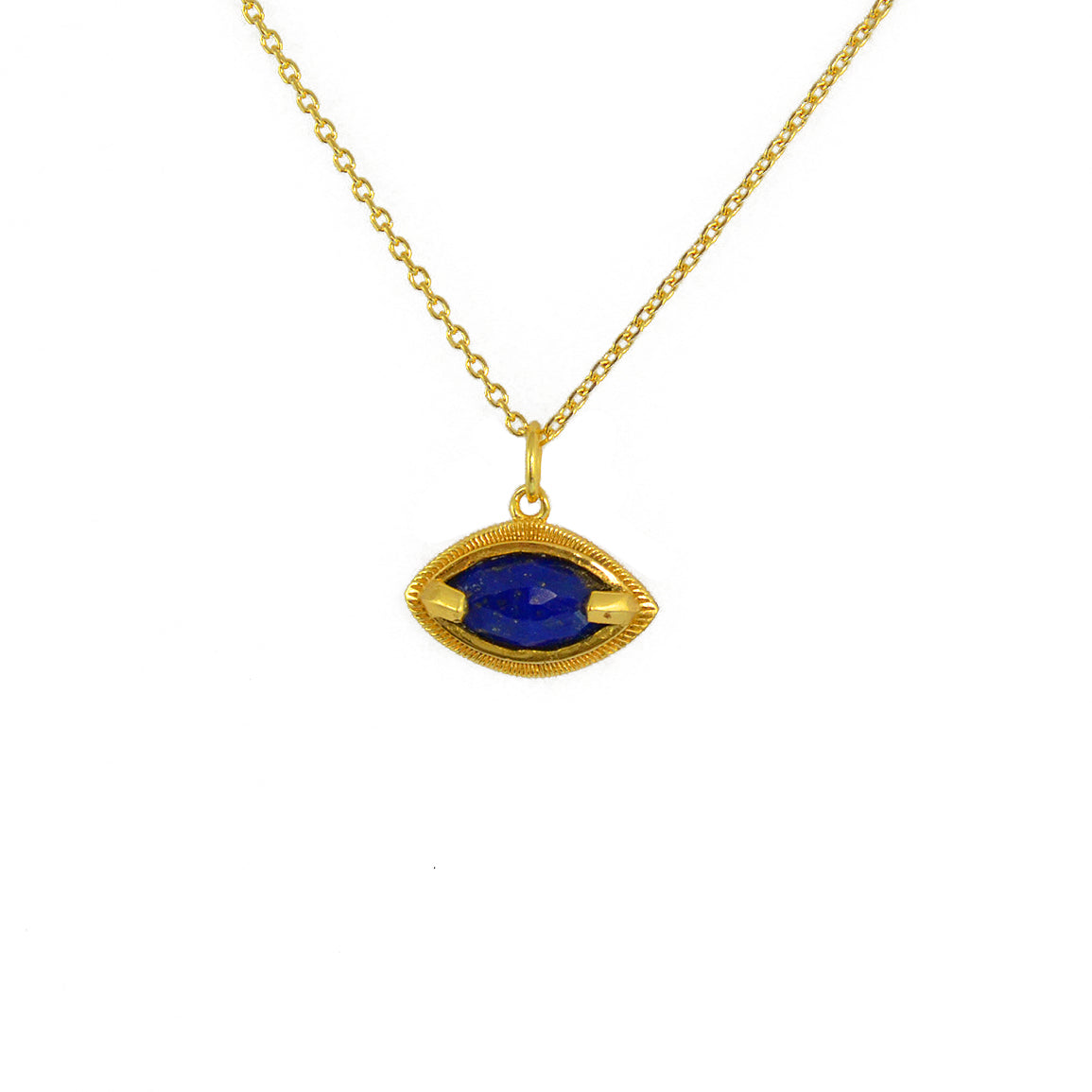 Collier doré pendentif oeil pierre ciselée - LAPIS -