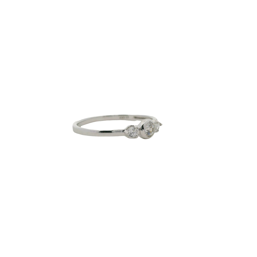 Bague trilogie en argent 925 et zircons