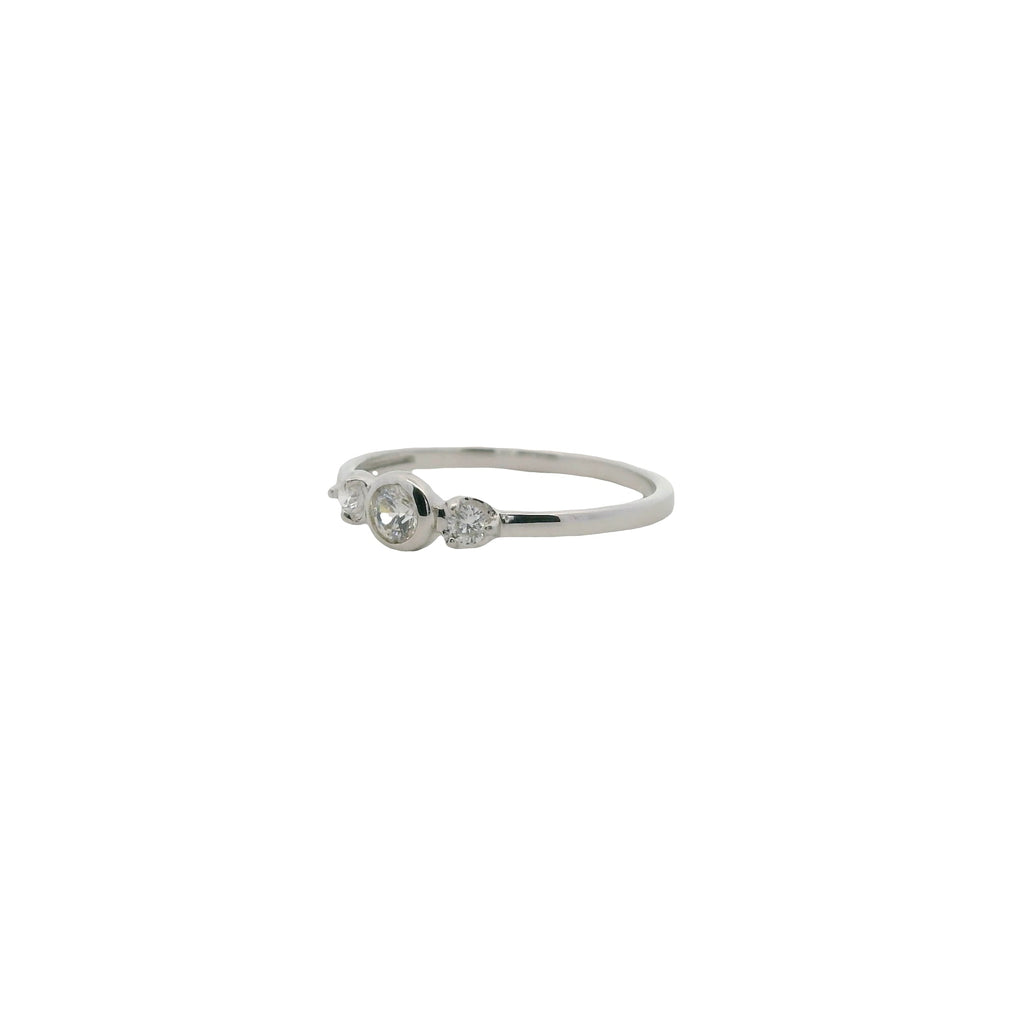 Bague trilogie en argent 925 et zircons