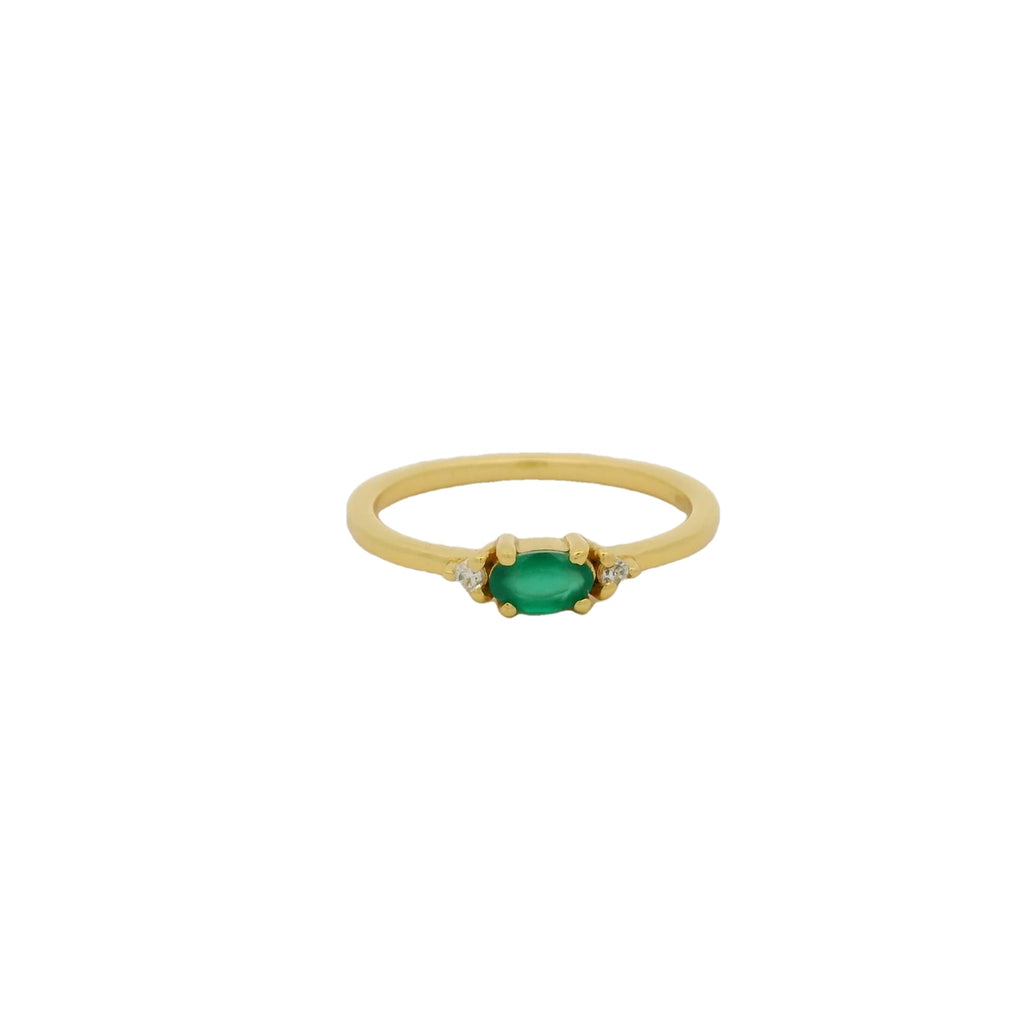 Bague dorée pierre et deux zircons