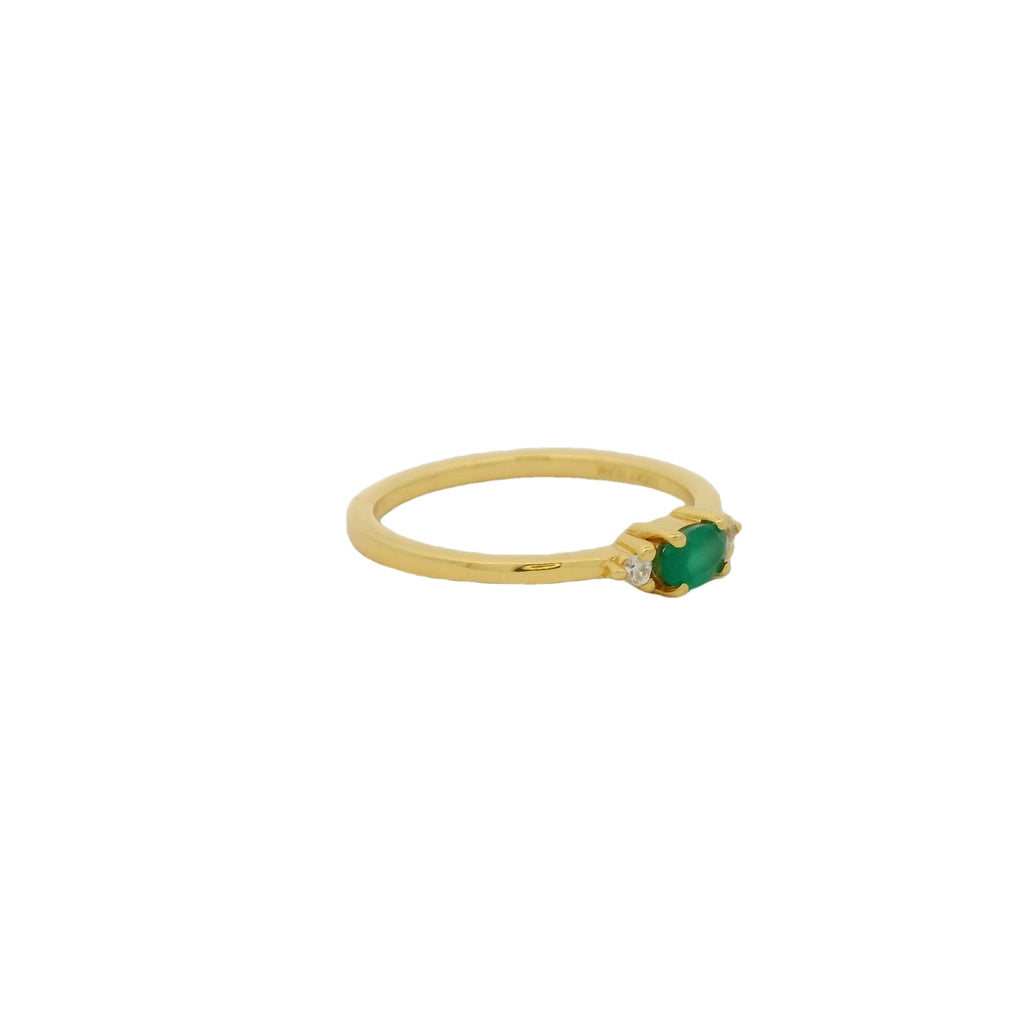 Bague dorée pierre et deux zircons