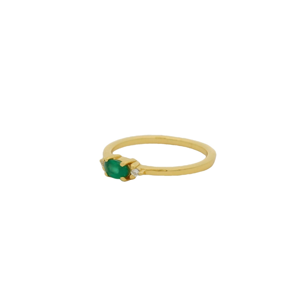 Bague dorée pierre et deux zircons