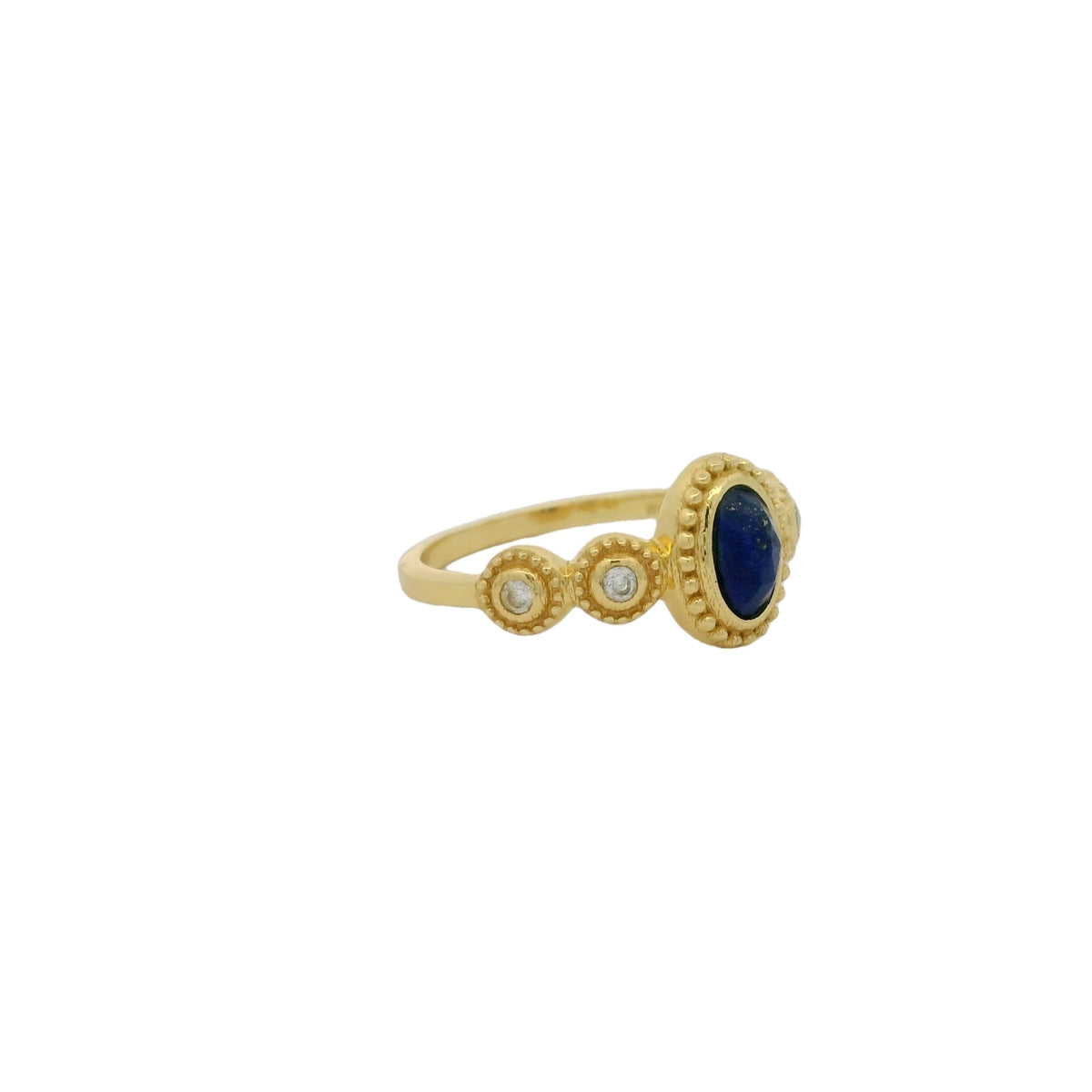 Bague dorée baroque pierre et zircons