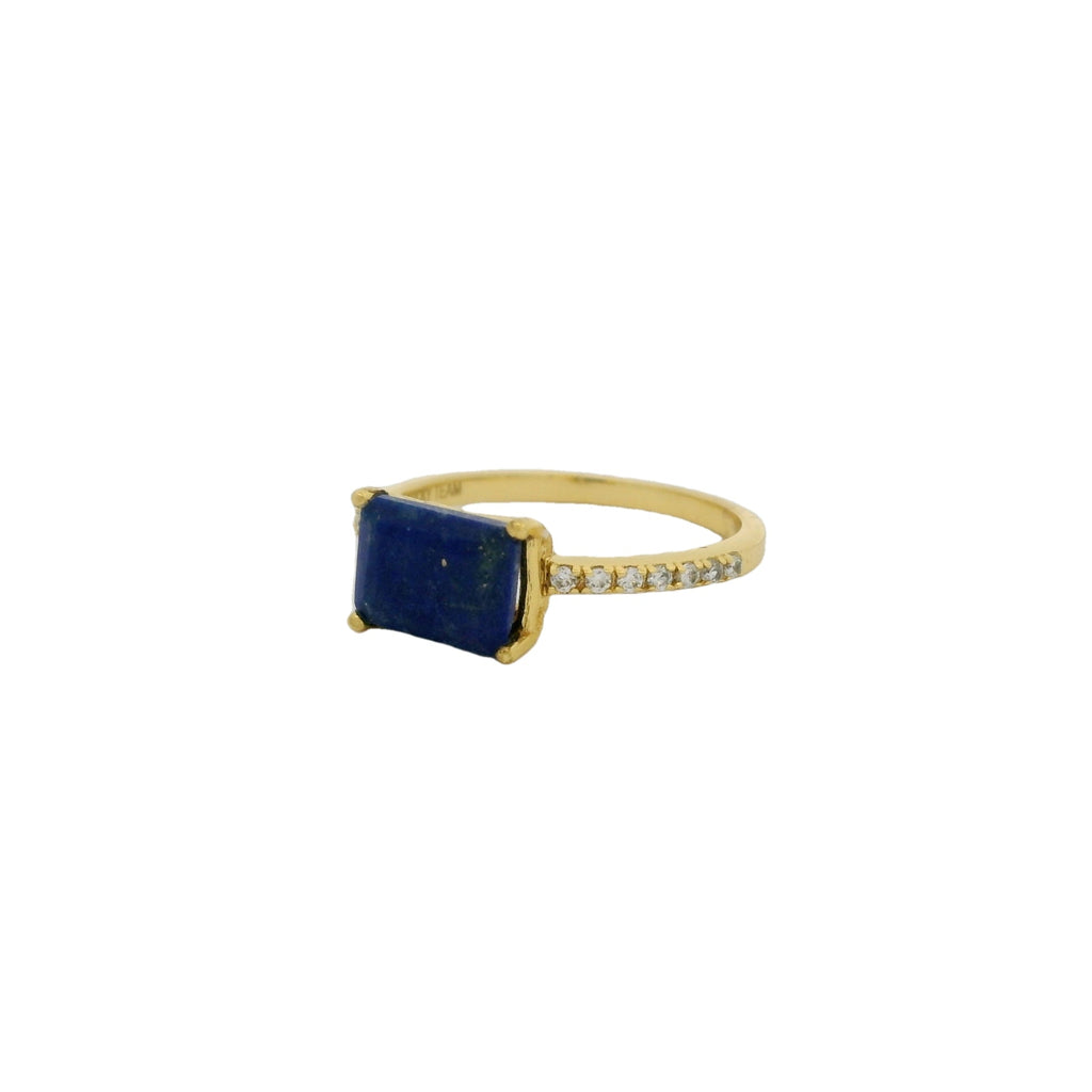 Bague dorée solitaire pierre et zircons