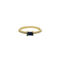 Bague dorée fine lapis lazulis rectangulaire avec zircons blancs