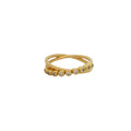 Bague dorée double anneau zircons