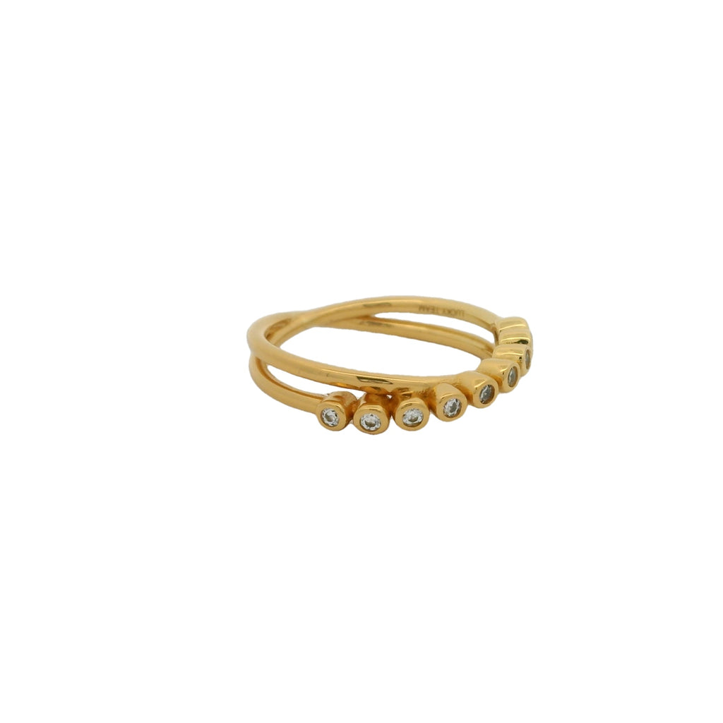 Bague dorée double anneau zircons