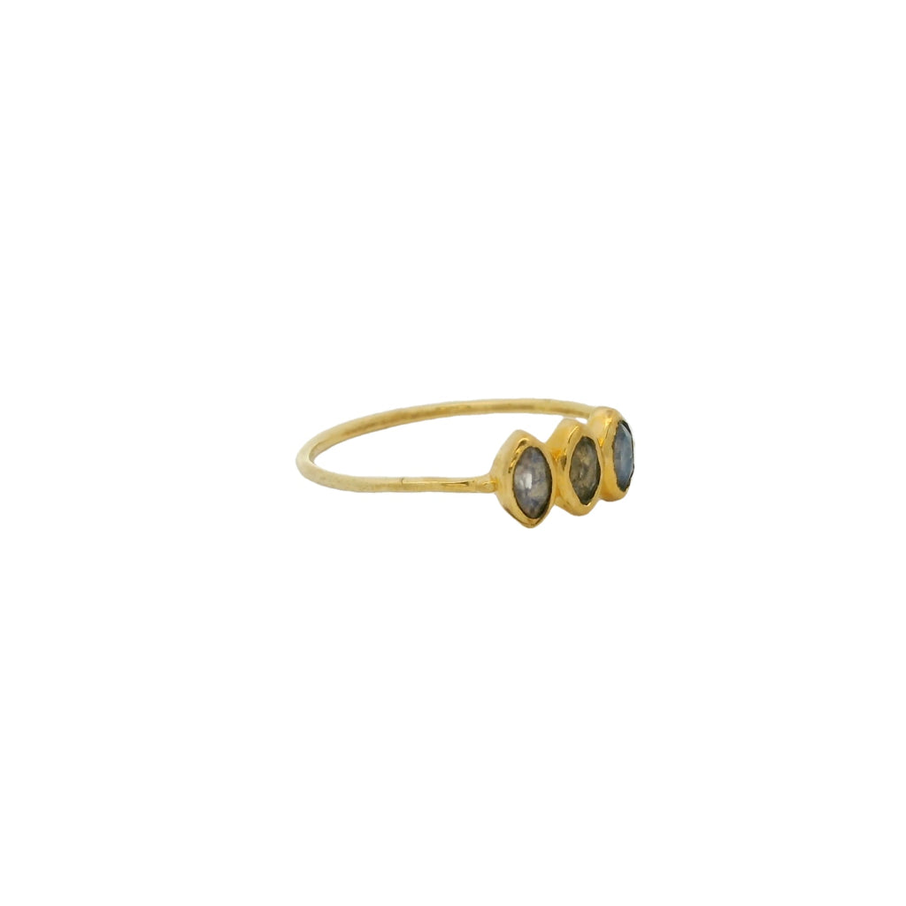 Bague dorée trilogie pierre de lune