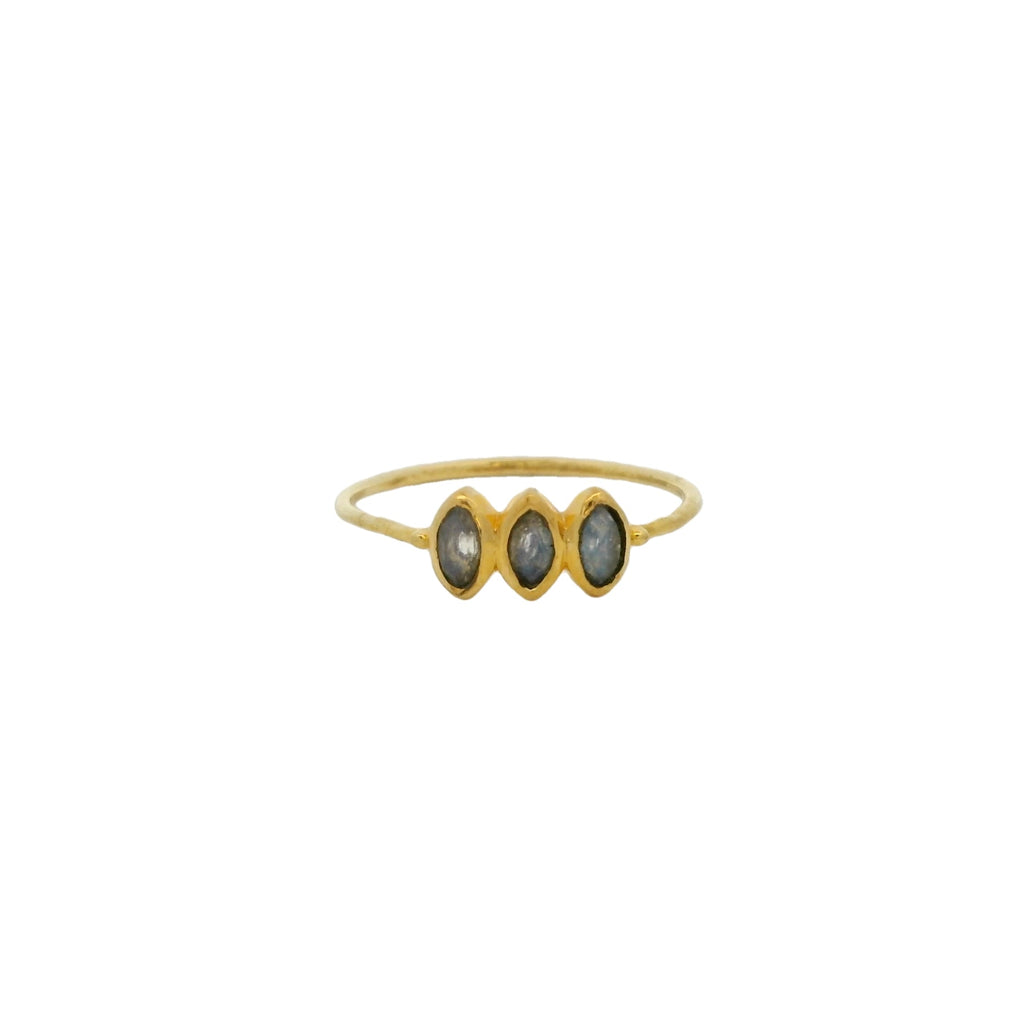 Bague dorée trilogie pierre de lune