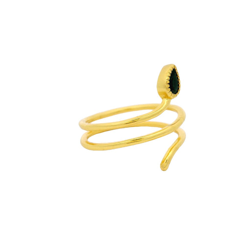 Bague doré serpent et onyx noire