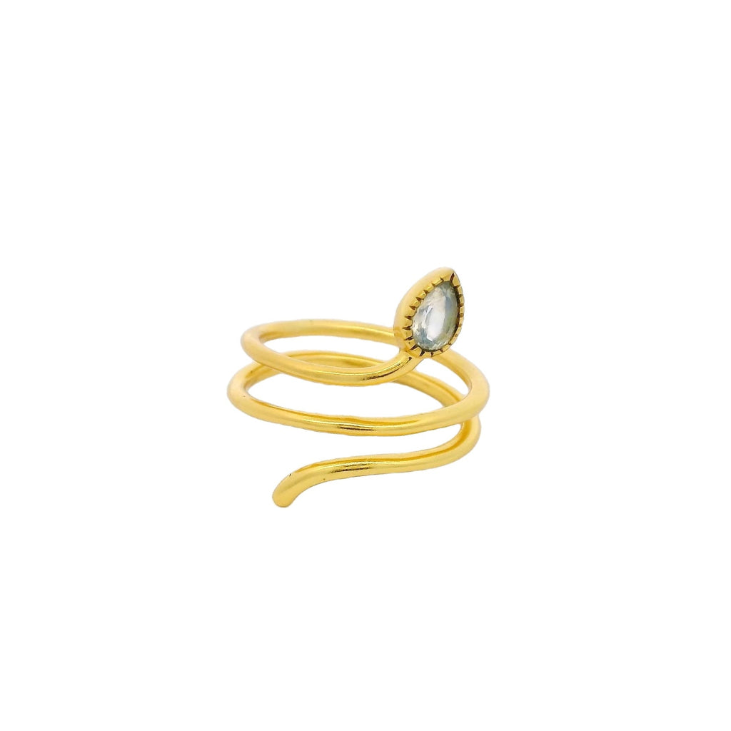 Bague dorée serpent et pierre de lune