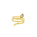 Bague dorée serpent et pierre de lune
