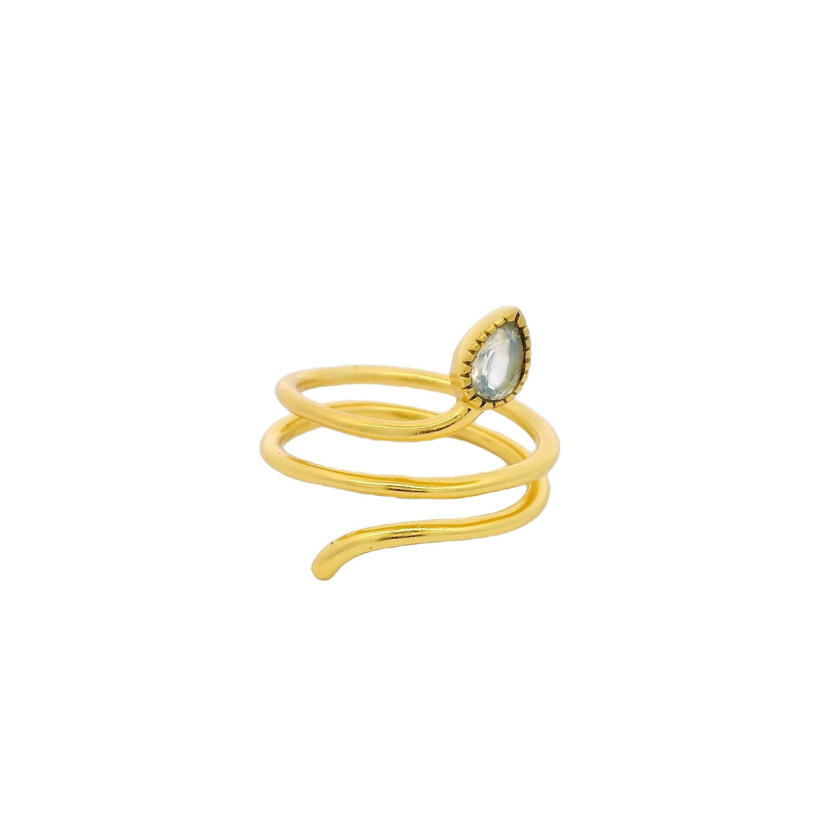 Bague dorée serpent et pierre de lune