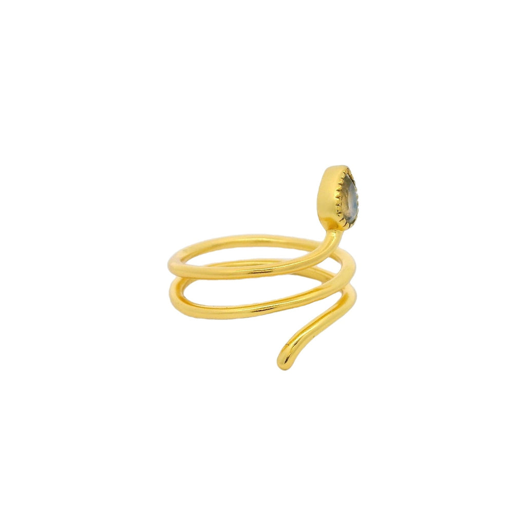 Bague dorée serpent et pierre de lune