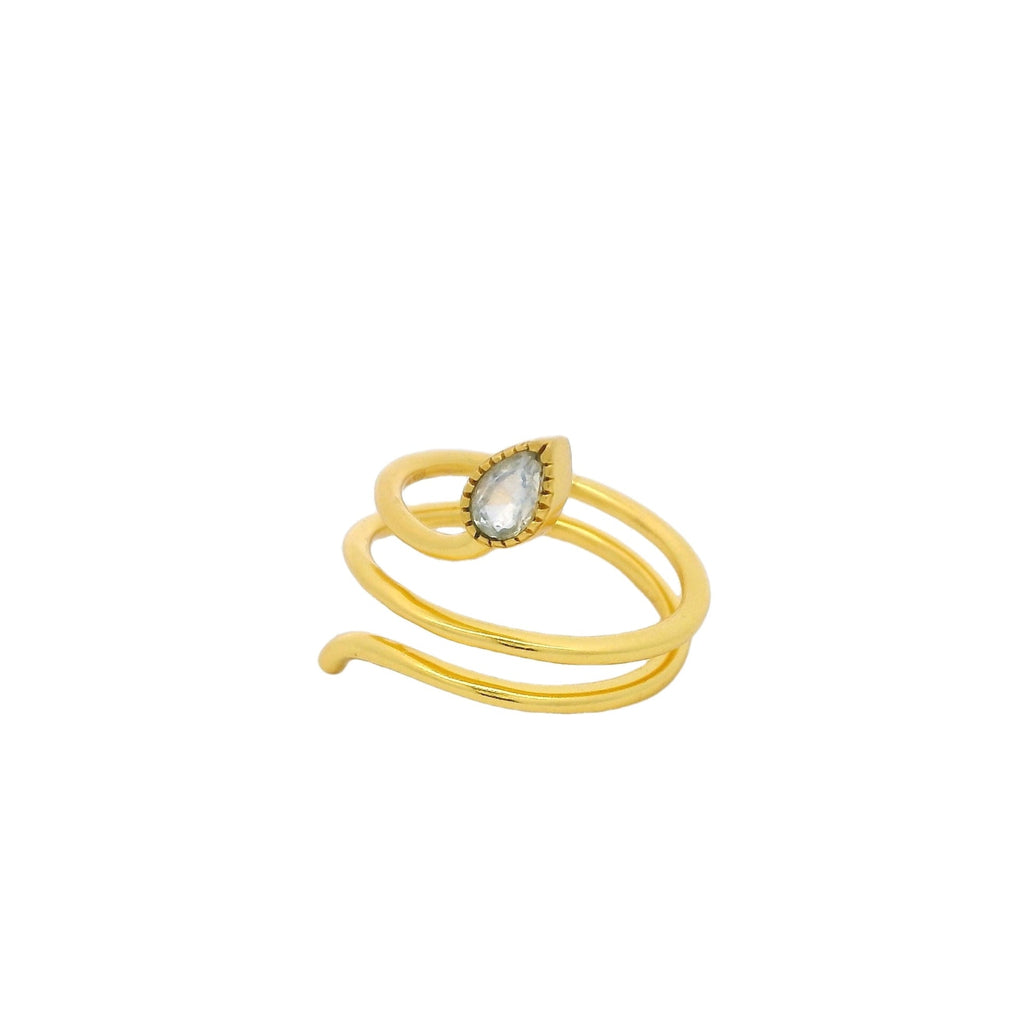 Bague dorée serpent et pierre de lune