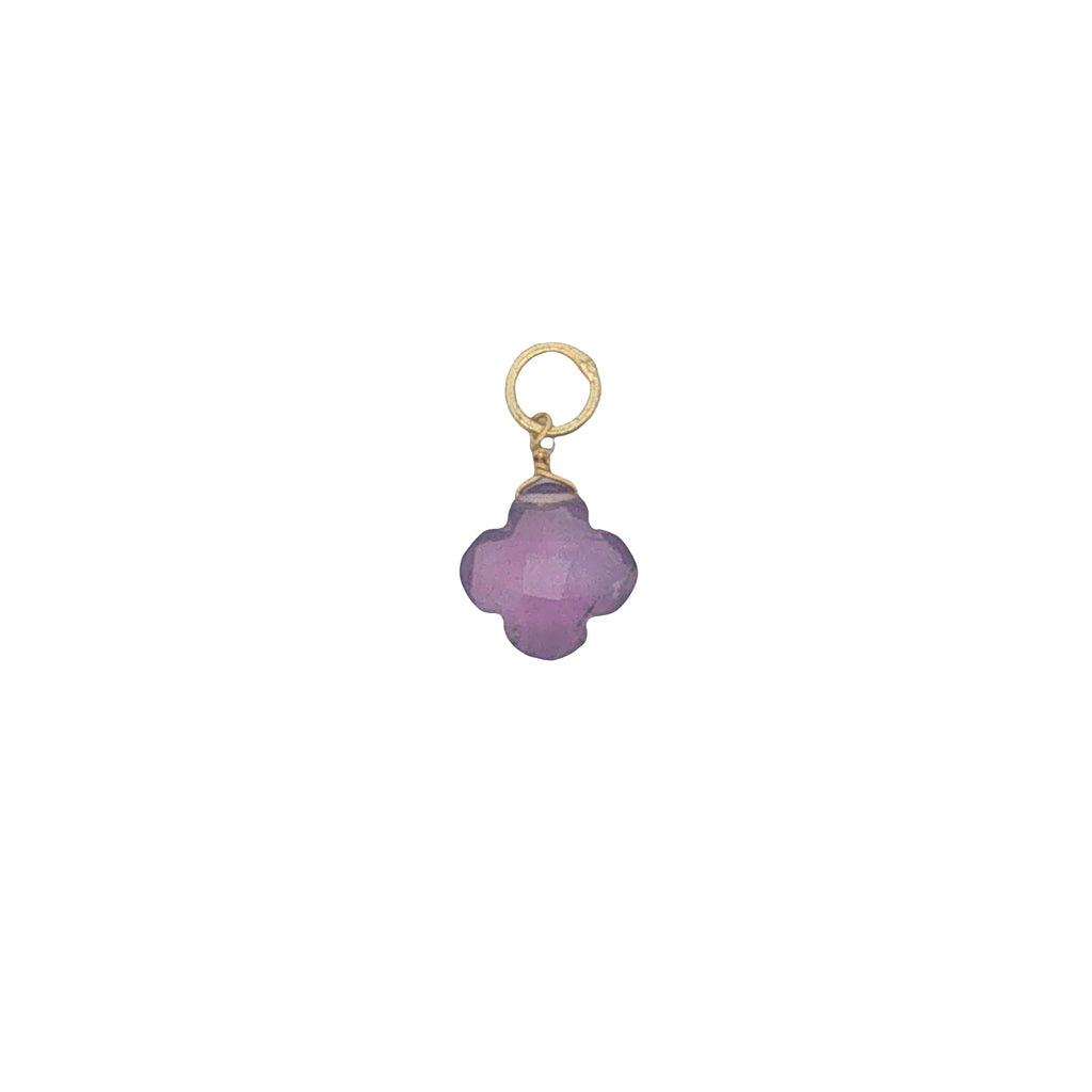 Charms doré trèfle améthyste 10 mm