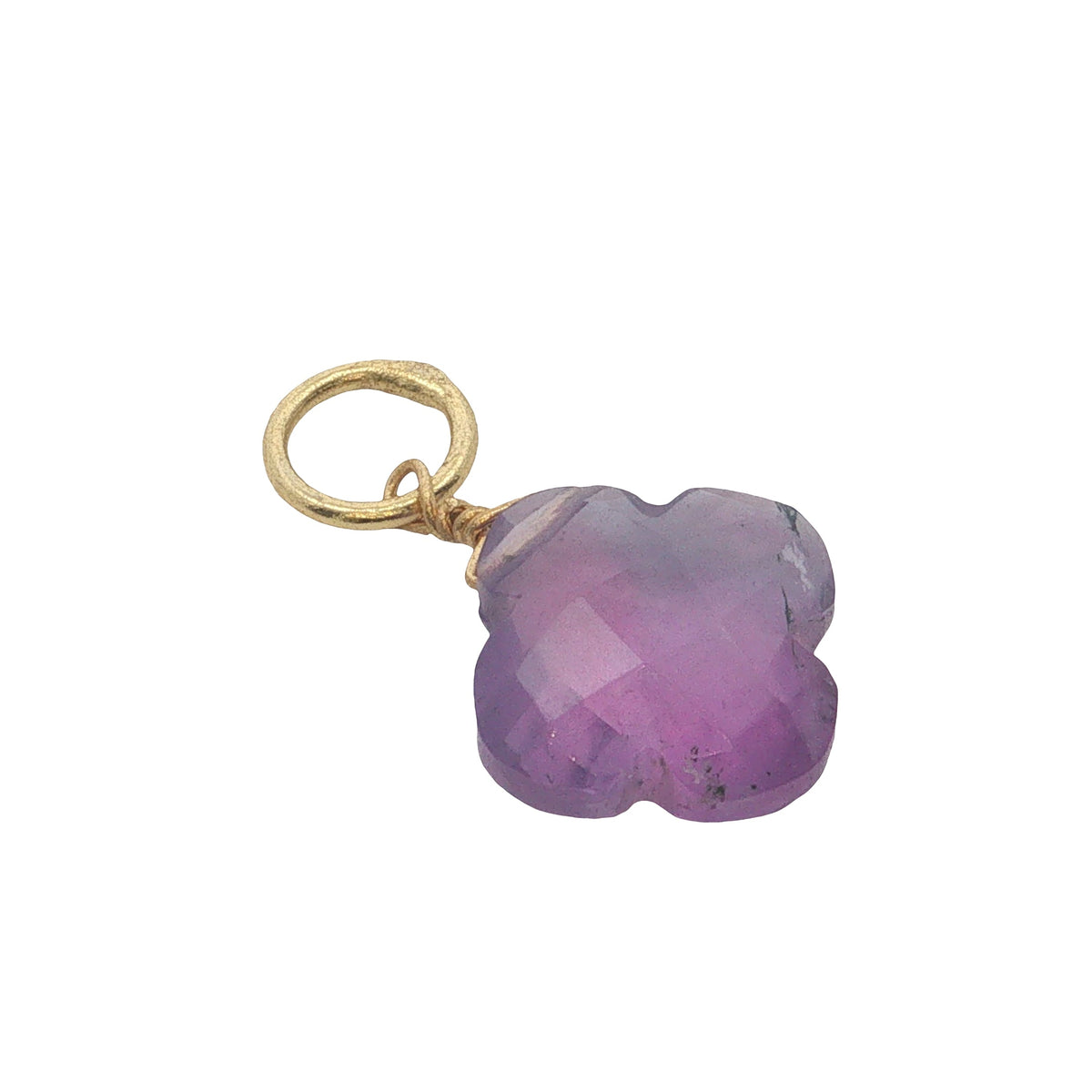 Charms doré trèfle améthyste 10 mm