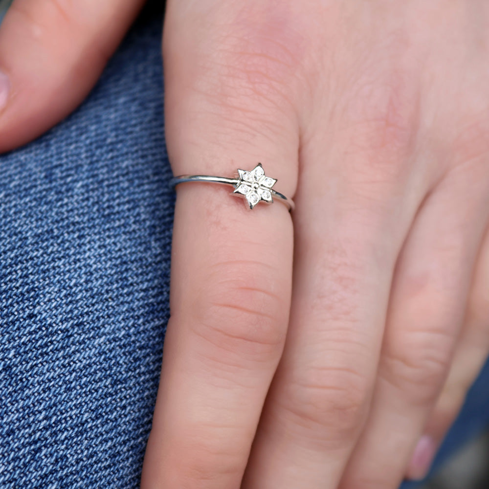 Bague argent 925 petite étoile de David en zircons