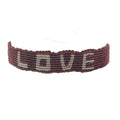 Bracelet brésiien doré fil tissé marron et crème "love"