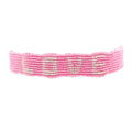 Bracelet brésilien doré fil tissé rose et crème "love"