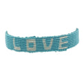 Bracelet brésilien doré fil tissé bleu et crème "love"