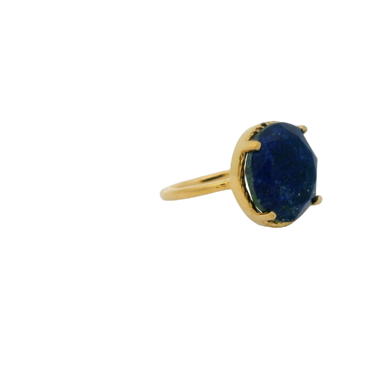 Bague dorée pierre ronde 4 griffes
