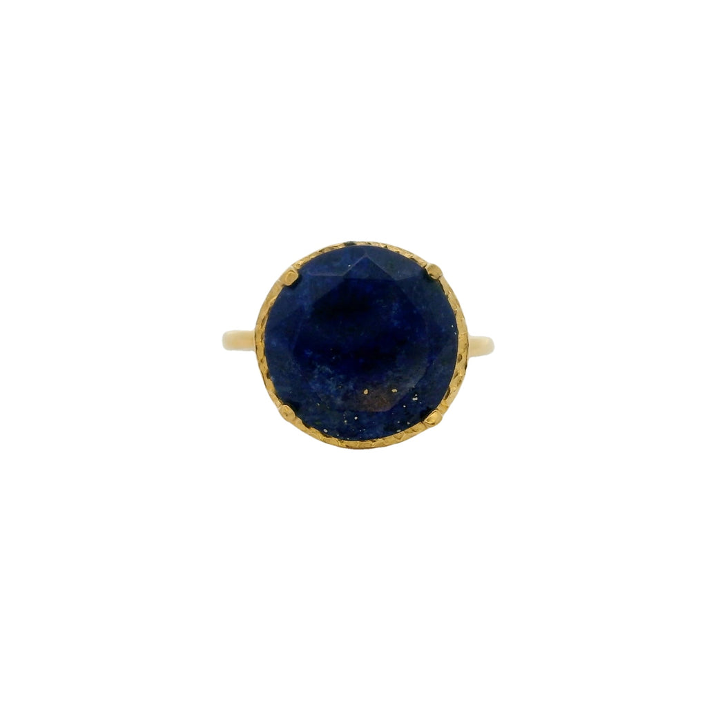 Bague dorée pierre ronde 4 griffes