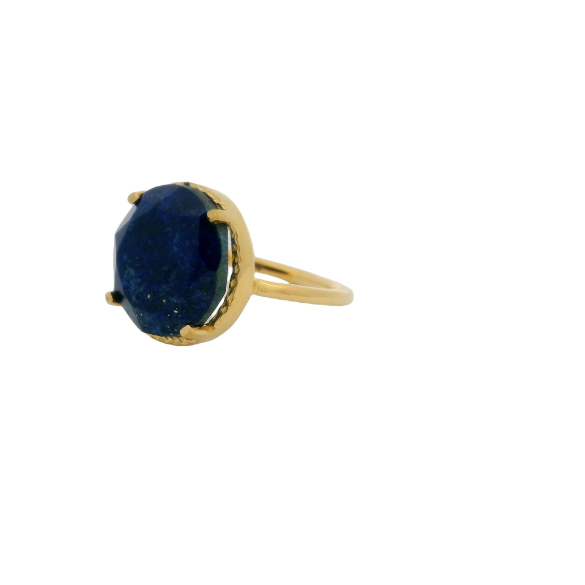 Bague dorée pierre ronde 4 griffes